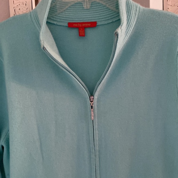 Turquoise zip up sweater $12 size L - Picture 2 of 7